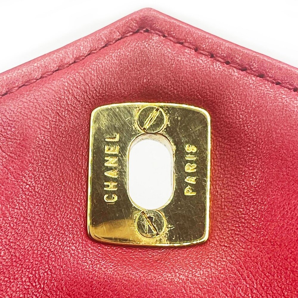 CHANEL CC 24K Vintage Jumbo Envelope Flap Bag Lambskin Timeless Red Purse Chain - Picture 15 of 16